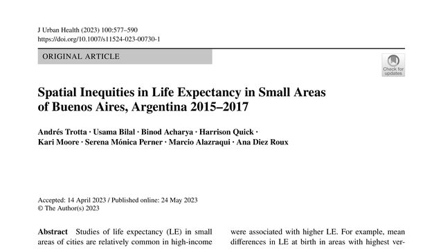Spatial Inequities in Life Expectancy in Small Areas of Buenos Aires, Argentina 2015–2017