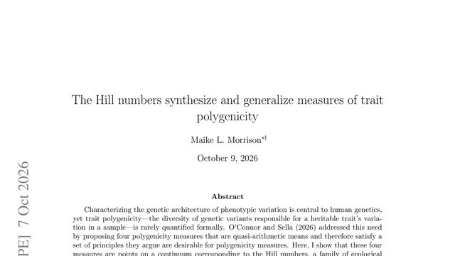 The Hill numbers synthesize and generalize measures of trait polygenicity