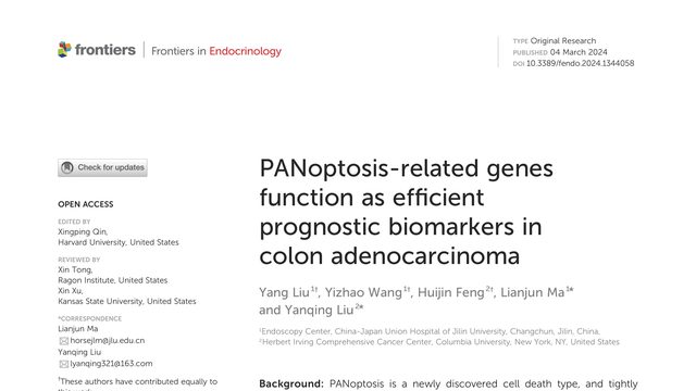 PANoptosis-related genes function as efficient prognostic biomarkers in colon adenocarcinoma