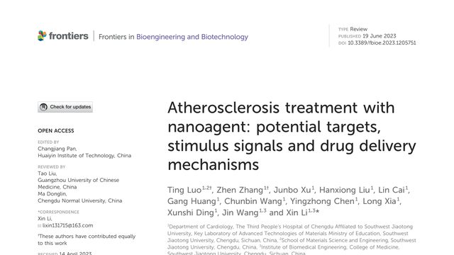 Atherosclerosis treatment with nanoagent: potential targets, stimulus signals and drug delivery mechanisms