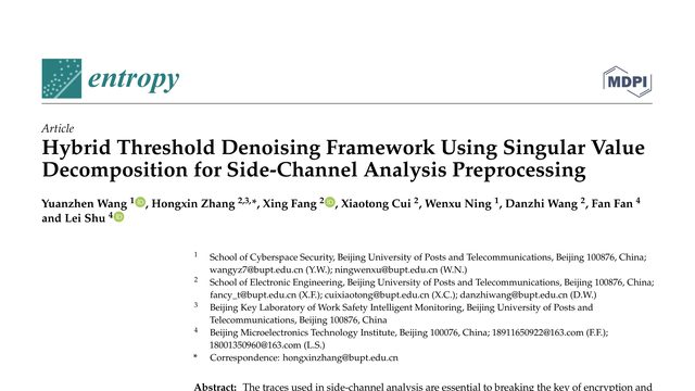 Hybrid Threshold Denoising Framework Using Singular Value Decomposition for Side-Channel Analysis Preprocessing