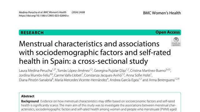 Menstrual characteristics and associations with sociodemographic factors and self-rated health in Spain: a cross-sectional study