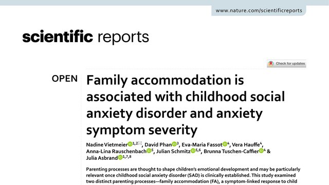 Family accommodation is associated with childhood social anxiety disorder and anxiety symptom severity