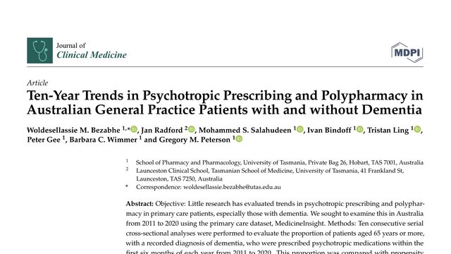 Ten-Year Trends in Psychotropic Prescribing and Polypharmacy in Australian General Practice Patients with and without Dementia