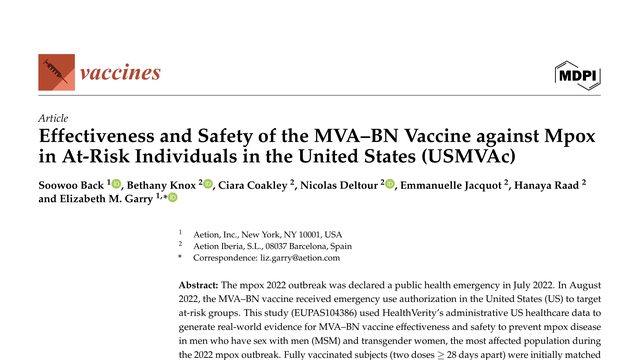 Effectiveness and Safety of the MVA–BN Vaccine against Mpox in At-Risk Individuals in the United States (USMVAc)