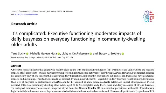 It’s complicated: Executive functioning moderates impacts of daily busyness on everyday functioning in community-dwelling older adults