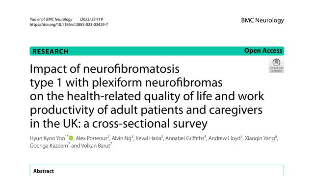 Impact of neurofibromatosis type 1 with plexiform neurofibromas on the health-related quality of life and work productivity of adult patients and caregivers in the UK: a cross-sectional survey
