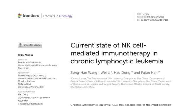 Current state of NK cell-mediated immunotherapy in chronic lymphocytic leukemia
