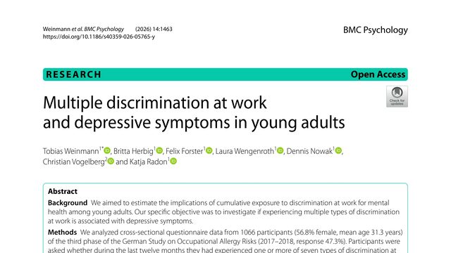 Multiple discrimination at work and depressive symptoms in young adults