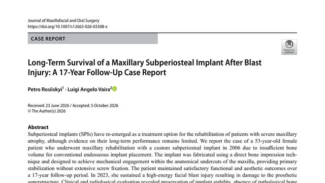 Long-Term Survival of a Maxillary Subperiosteal Implant After Blast Injury: A 17-Year Follow-Up Case Report