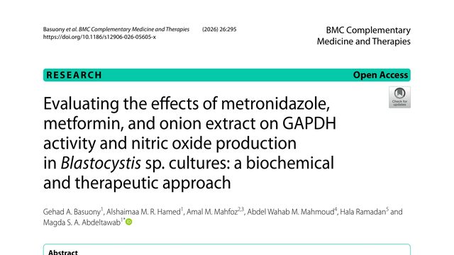 Evaluating the effects of metronidazole, metformin, and onion extract on GAPDH activity and nitric oxide production in Blastocystis sp. cultures: a biochemical and therapeutic approach