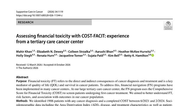 Assessing financial toxicity with COST-FACIT: experience from a tertiary care cancer center