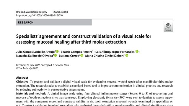 Specialists’ agreement and construct validation of a visual scale for assessing mucosal healing after third molar extraction