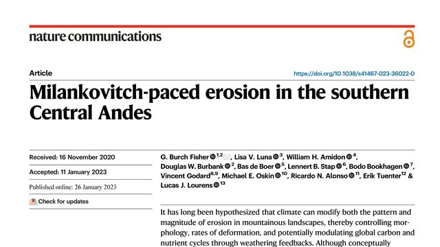 Milankovitch-paced erosion in the southern Central Andes