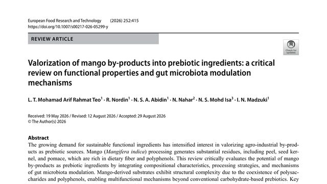 Valorization of mango by-products into prebiotic ingredients: a critical review on functional properties and gut microbiota modulation mechanisms