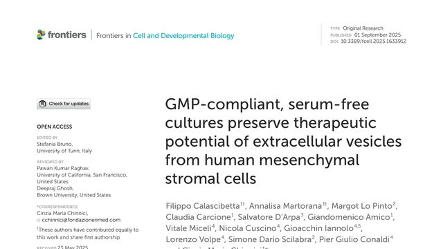 GMP-compliant, serum-free cultures preserve therapeutic potential of extracellular vesicles from human mesenchymal stromal cells