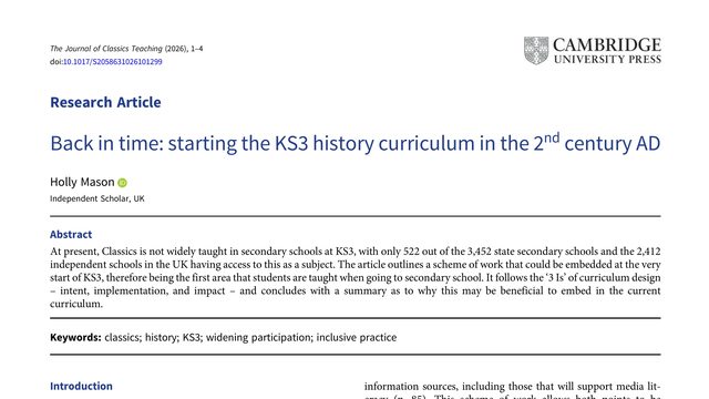 Back in time: starting the KS3 history curriculum in the 2 nd century AD