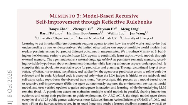 Memento 3: Model-Based Recursive Self-Improvement through Reflective Rulebooks