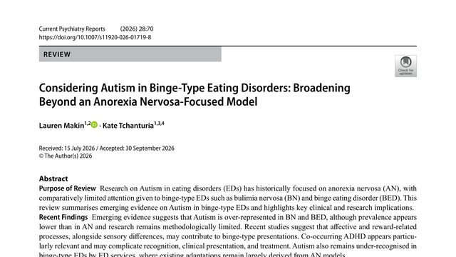 Considering Autism in Binge-Type Eating Disorders: Broadening Beyond an Anorexia Nervosa-Focused Model