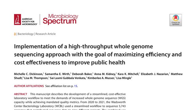 Implementation of a high-throughput whole genome sequencing approach with the goal of maximizing efficiency and cost effectiveness to improve public health