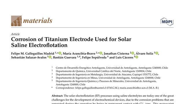 Corrosion of Titanium Electrode Used for Solar Saline Electroflotation