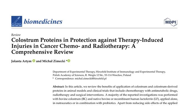 Colostrum Proteins in Protection against Therapy-Induced Injuries in Cancer Chemo- and Radiotherapy: A Comprehensive Review