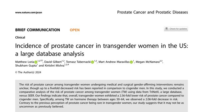 Incidence of prostate cancer in transgender women in the US: a large database analysis