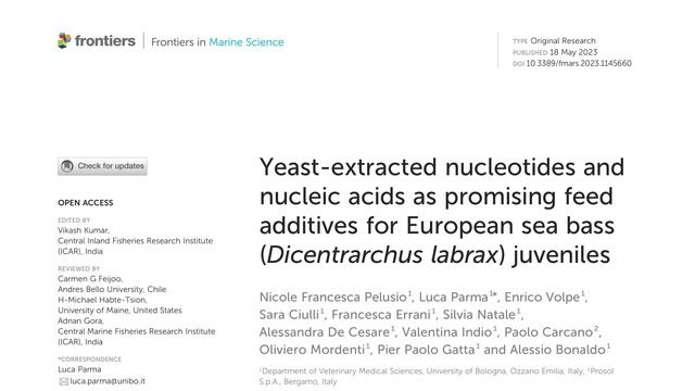 Yeast-extracted nucleotides and nucleic acids as promising feed additives for European sea bass (Dicentrarchus labrax) juveniles
