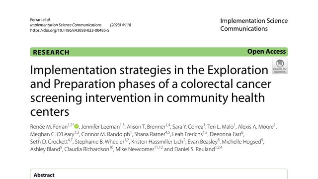 Implementation strategies in the Exploration and Preparation phases of a colorectal cancer screening intervention in community health centers