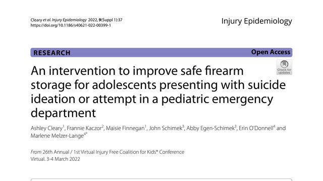 An intervention to improve safe firearm storage for adolescents presenting with suicide ideation or attempt in a pediatric emergency department