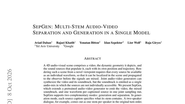 SepGen: Multi-Stem Audio-Video Separation and Generation in a Single Model