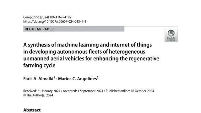 A synthesis of machine learning and internet of things in developing autonomous fleets of heterogeneous unmanned aerial vehicles for enhancing the regenerative farming cycle