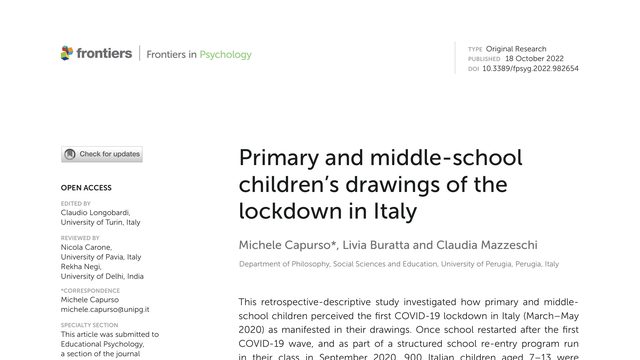 Primary and middle-school children’s drawings of the lockdown in Italy