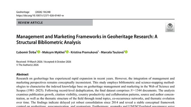 Management and Marketing Frameworks in Geoheritage Research: A Structural Bibliometric Analysis