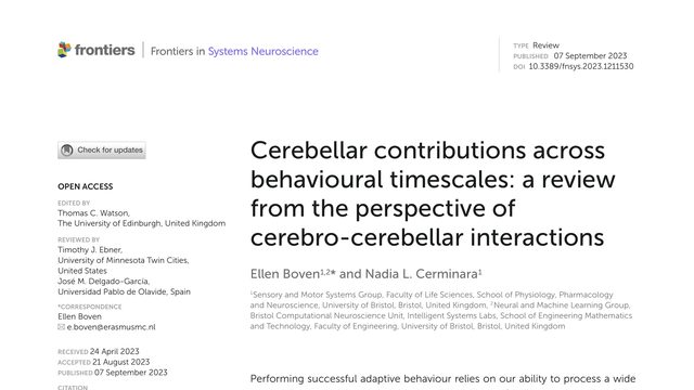 Cerebellar contributions across behavioural timescales: a review from the perspective of cerebro-cerebellar interactions