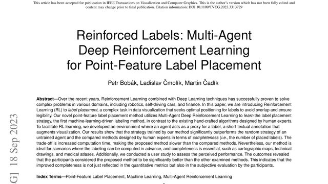 Reinforced Labels: Multi-Agent Deep Reinforcement Learning for Point-Feature Label Placement