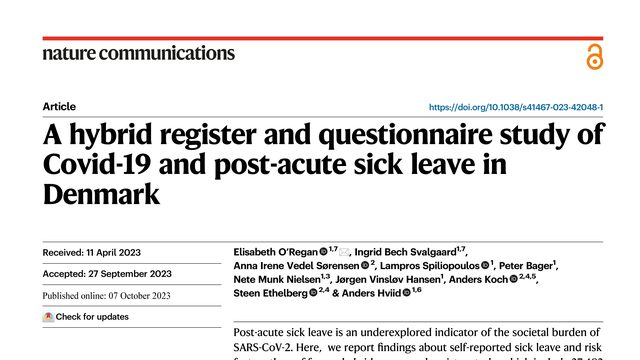A hybrid register and questionnaire study of Covid-19 and post-acute sick leave in Denmark