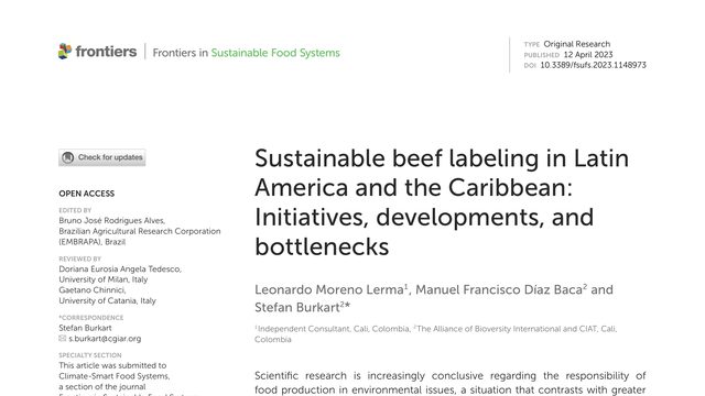 Sustainable beef labeling in Latin America and the Caribbean: Initiatives, developments, and bottlenecks