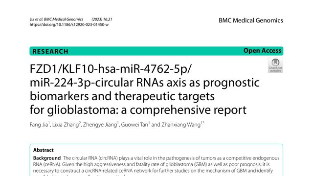 FZD1/KLF10-hsa-miR-4762-5p/miR-224-3p-circular RNAs axis as prognostic biomarkers and therapeutic targets for glioblastoma: a comprehensive report