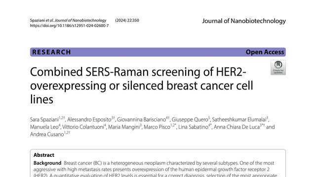 Combined SERS-Raman screening of HER2-overexpressing or silenced breast cancer cell lines