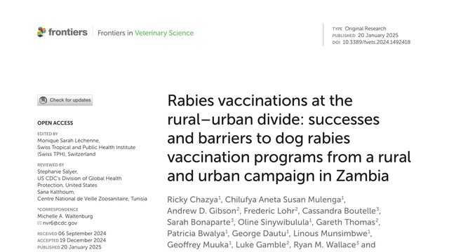 Rabies vaccinations at the rural–urban divide: successes and barriers to dog rabies vaccination programs from a rural and urban campaign in Zambia