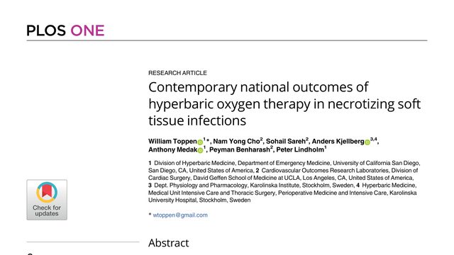 Contemporary national outcomes of hyperbaric oxygen therapy in necrotizing soft tissue infections