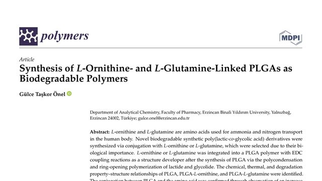 Synthesis of L-Ornithine- and L-Glutamine-Linked PLGAs as Biodegradable Polymers