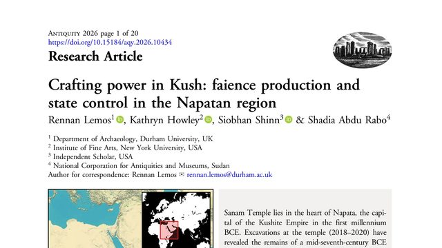 Crafting power in Kush: faience production and state control in the Napatan region