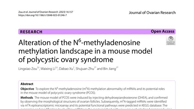 Alteration of the N6-methyladenosine methylation landscape in a mouse model of polycystic ovary syndrome