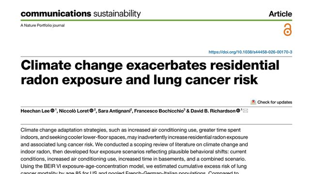 Climate change exacerbates residential radon exposure and lung cancer risk