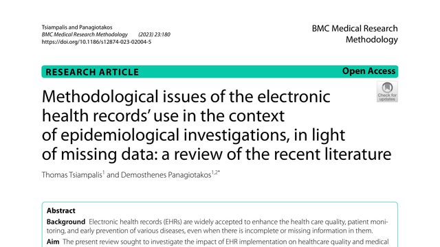 Methodological issues of the electronic health records’ use in the context of epidemiological investigations, in light of missing data: a review of the recent literature