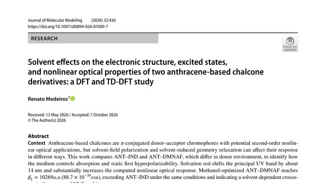 Solvent effects on the electronic structure, excited states, and nonlinear optical properties of two anthracene-based chalcone derivatives: a DFT and TD-DFT study