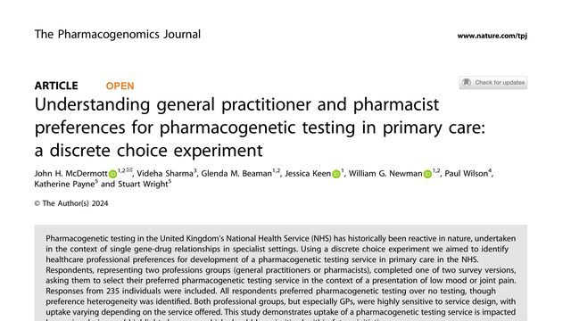 Understanding general practitioner and pharmacist preferences for pharmacogenetic testing in primary care: a discrete choice experiment