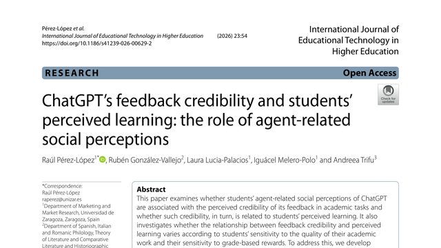 ChatGPT’s feedback credibility and students’ perceived learning: the role of agent-related social perceptions
